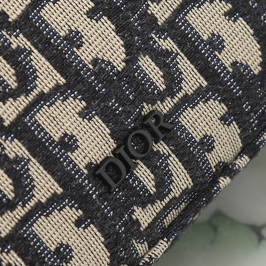 D*or safari bag with strap beige and black D*or oblique jacquard 8.5 x 6 x 2.5 inches