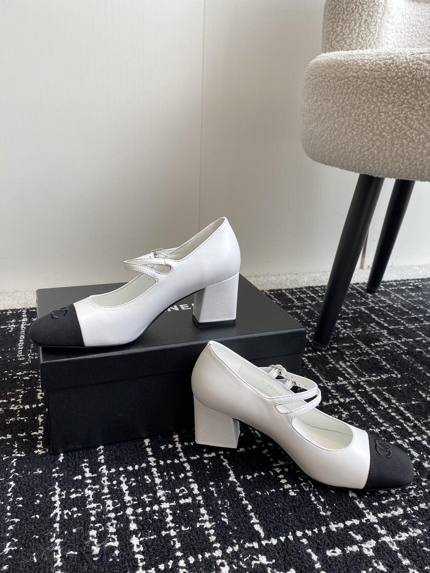 ua Ch*el mary janes lambskin & grosgrain